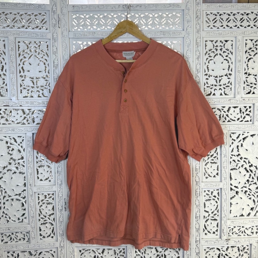 Vtg Banana Republic Orange Henley T Shirt Mens Large Retro Streetwear Casual